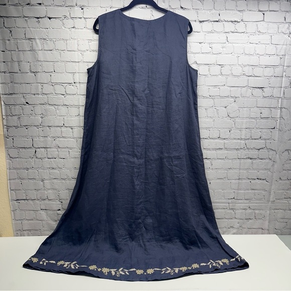PUREJILL Linen Embroidered Sleeveless Maxi Dress size XL - Picture 6 of 14